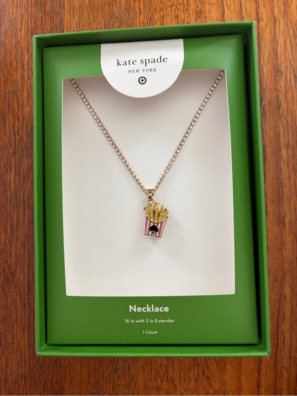 kate spade x Target New York Gold & Pink French Fry Pendant Necklace